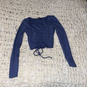 Zara Blue Ruched Crop Top